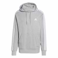 Adidas Essentials French Terry 3-Stripes Hoodie Mens Сива Хизър Мъжки суитчъри и блузи с качулки