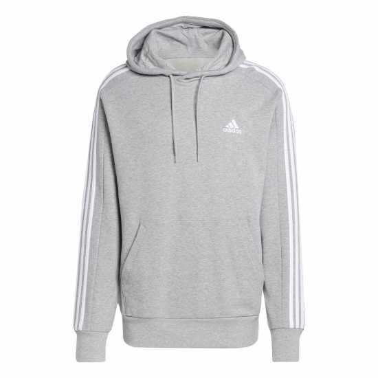 Adidas Essentials French Terry 3-Stripes Hoodie Mens Сива Хизър Мъжки суитчъри и блузи с качулки