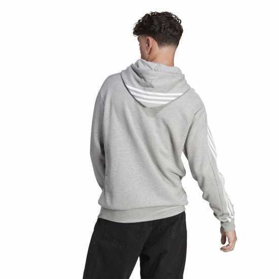 Adidas Essentials French Terry 3-Stripes Hoodie Mens Сива Хизър Мъжки суитчъри и блузи с качулки