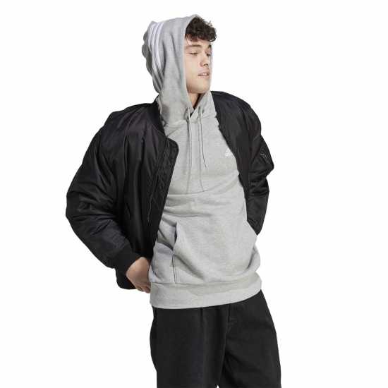 Adidas Essentials French Terry 3-Stripes Hoodie Mens Сива Хизър Мъжки суитчъри и блузи с качулки