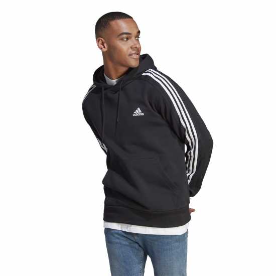 Adidas Essentials French Terry 3-Stripes Hoodie Mens Черно/Бяло Мъжки суитчъри и блузи с качулки