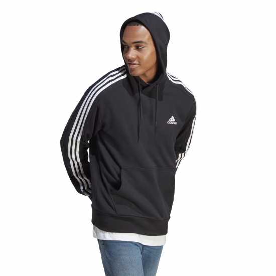 Adidas Essentials French Terry 3-Stripes Hoodie Mens Черно/Бяло Мъжки суитчъри и блузи с качулки