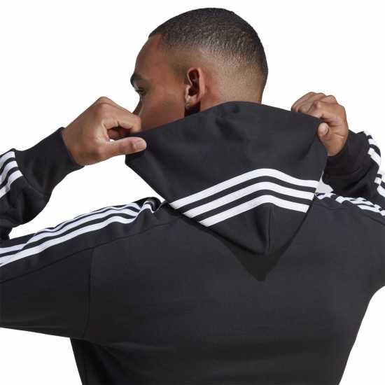 Adidas Essentials French Terry 3-Stripes Hoodie Mens Черно/Бяло Мъжки суитчъри и блузи с качулки