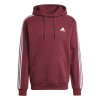 Adidas Essentials Fleece 3-Stripes Hoodie Mens Shadow Red 