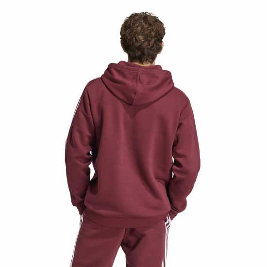 Adidas Essentials Fleece 3-Stripes Hoodie Mens Shadow Red 