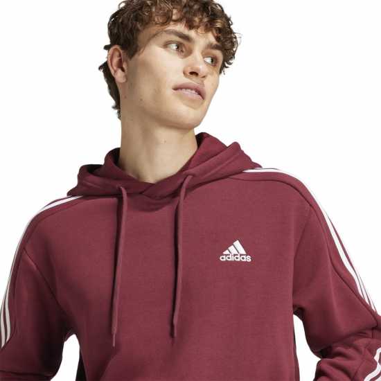 Adidas Essentials Fleece 3-Stripes Hoodie Mens Shadow Red 