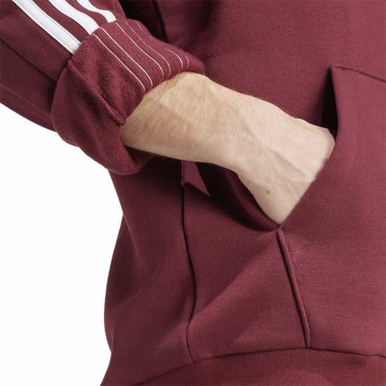 Adidas Essentials Fleece 3-Stripes Hoodie Mens Shadow Red 