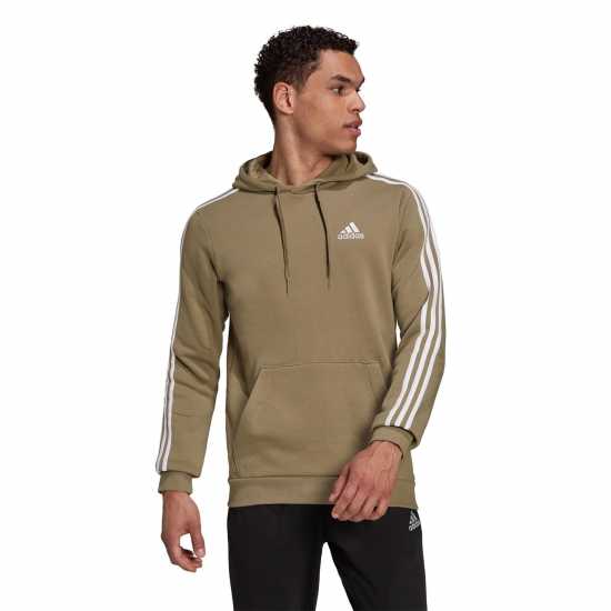 Adidas Essentials Fleece 3-Stripes Hoodie Mens Orbit Green Мъжки полар