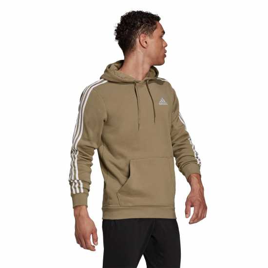 Adidas Essentials Fleece 3-Stripes Hoodie Mens Orbit Green Мъжки полар