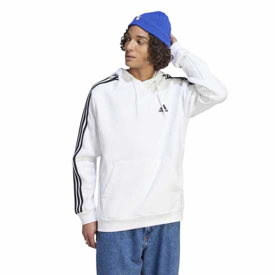 Adidas Essentials Fleece 3-Stripes Hoodie Mens Бяло 