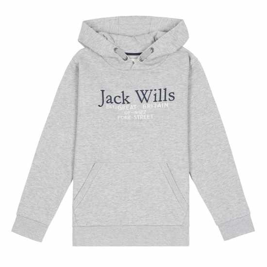 Jack Wills Kids Batsford Script Logo Hoodie Сива Хизър Детски суитчъри и блузи с качулки