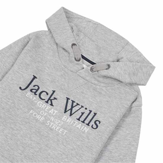 Jack Wills Kids Batsford Script Logo Hoodie Сива Хизър Детски суитчъри и блузи с качулки