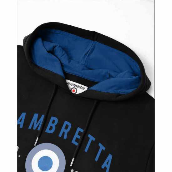 Lambretta Hooded Sweat Черно Мъжки суитчъри и блузи с качулки