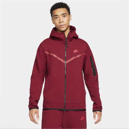 Nike Sportswear Tech Fleece Hoodie Mens Отбор Червено/Универ Мъжки суитчъри и блузи с качулки