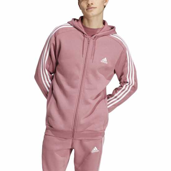 Adidas Fleece 3-Stripes Full-Zip Hoodie Mens Бордово 