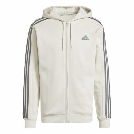 Adidas Fleece 3-Stripes Full-Zip Hoodie Mens Alumina 