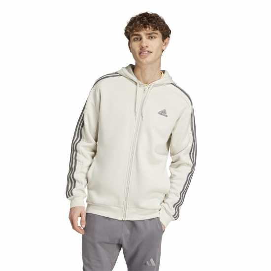 Adidas Fleece 3-Stripes Full-Zip Hoodie Mens Alumina 