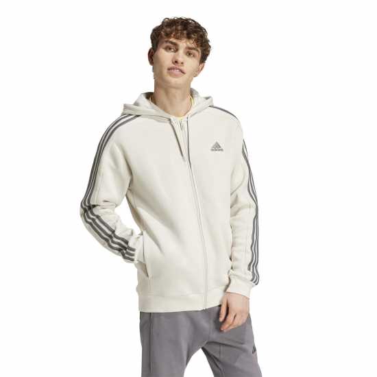 Adidas Fleece 3-Stripes Full-Zip Hoodie Mens Alumina 