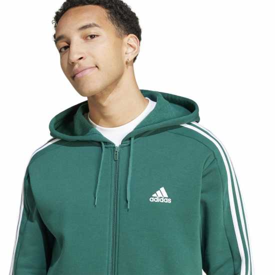 Adidas Fleece 3-Stripes Full-Zip Hoodie Mens Зелено 