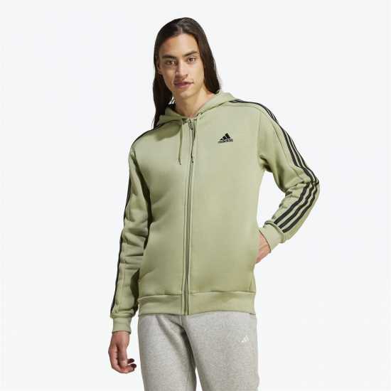 Adidas Fleece 3-Stripes Full-Zip Hoodie Mens Зелен палатка 