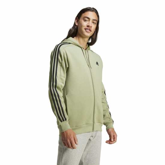 Adidas Fleece 3-Stripes Full-Zip Hoodie Mens Зелен палатка 