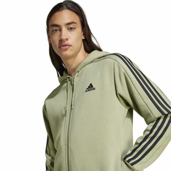 Adidas Fleece 3-Stripes Full-Zip Hoodie Mens Зелен палатка 