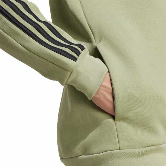 Adidas Fleece 3-Stripes Full-Zip Hoodie Mens Зелен палатка 