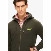 Superdry Basic Zip Hoodie Тъмно сиво зелено 