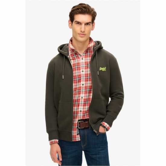 Superdry Basic Zip Hoodie Тъмно сиво зелено 