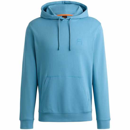 Hugo Boss Boss Wetalk Logo Patch Hoodie Отворено Синьо 486 Mens Big and Tall