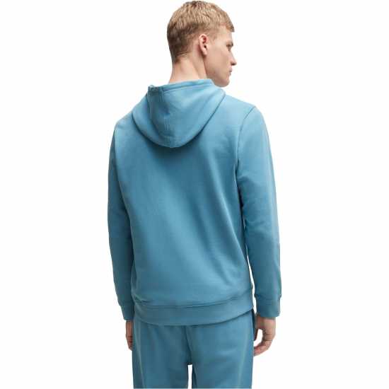 Hugo Boss Boss Wetalk Logo Patch Hoodie Отворено Синьо 486 Mens Big and Tall