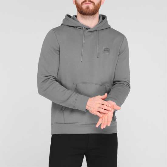 Hugo Boss Boss Wetalk Logo Patch Hoodie Угъл 029 Mens Big and Tall