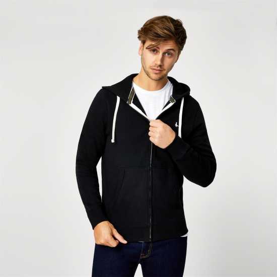 Jack Wills Pheasant Logo Zip Hoodie Черно Мъжки суитчъри и блузи с качулки