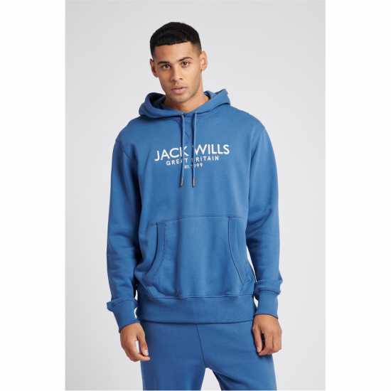 Jack Wills Batsford Graphic Logo Hoodie True Navy Мъжки суитчъри и блузи с качулки