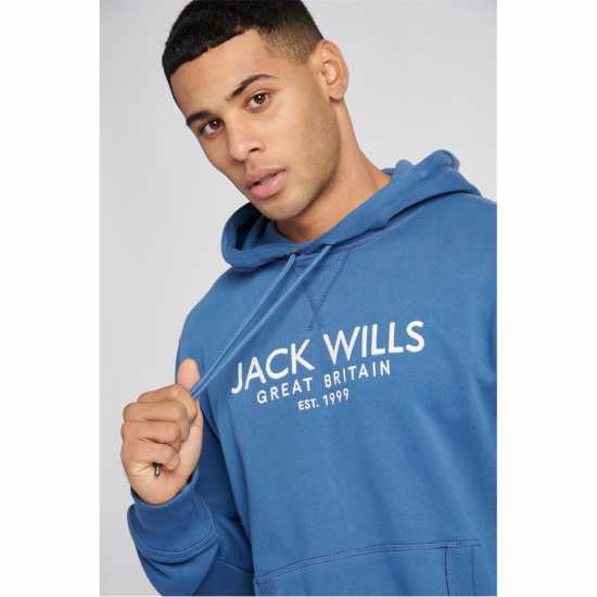 Jack Wills Batsford Graphic Logo Hoodie True Navy Мъжки суитчъри и блузи с качулки