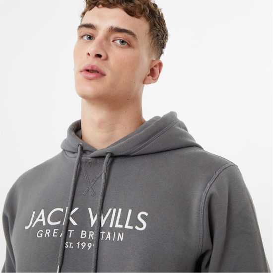 Jack Wills Batsford Graphic Logo Hoodie Сланина 