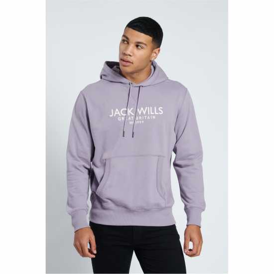 Jack Wills Batsford Graphic Logo Hoodie Purple Ash Мъжки суитчъри и блузи с качулки