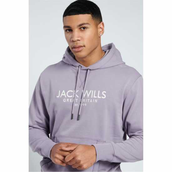 Jack Wills Batsford Graphic Logo Hoodie Purple Ash Мъжки суитчъри и блузи с качулки