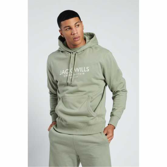 Jack Wills Batsford Logo Hoodie Морска трева Мъжки суитчъри и блузи с качулки