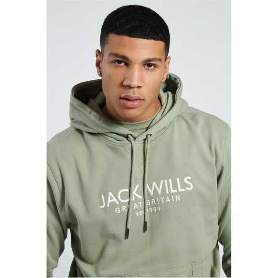 Jack Wills Batsford Logo Hoodie Морска трева Мъжки суитчъри и блузи с качулки