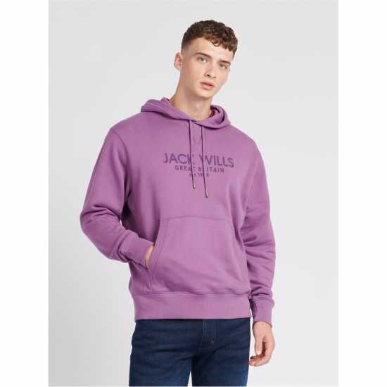 Jack Wills Batsford Graphic Logo Hoodie Chinese Violt Мъжки суитчъри и блузи с качулки