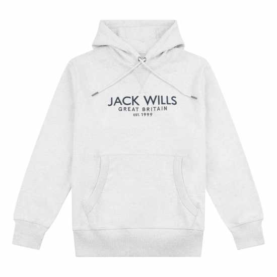 Jack Wills Batsford Graphic Logo Hoodie Light Ash Mrl Мъжки суитчъри и блузи с качулки