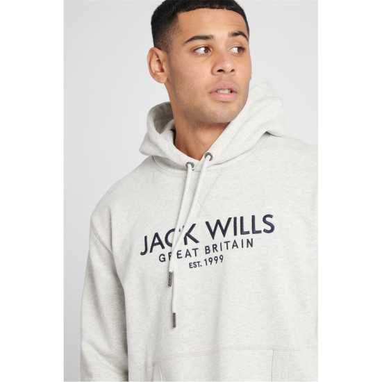 Jack Wills Batsford Graphic Logo Hoodie Light Ash Mrl Мъжки суитчъри и блузи с качулки