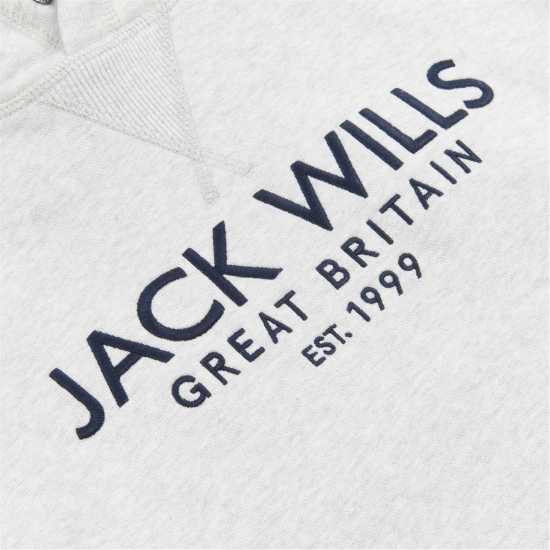 Jack Wills Batsford Graphic Logo Hoodie Light Ash Mrl Мъжки суитчъри и блузи с качулки