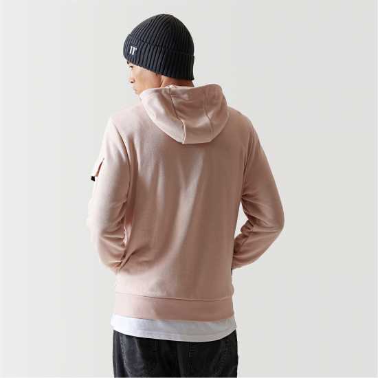 11 Degrees Woven Pocket Hoodie - Putty Pink  Мъжки суитчъри и блузи с качулки