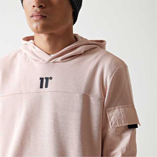 11 Degrees Woven Pocket Hoodie - Putty Pink  Мъжки суитчъри и блузи с качулки