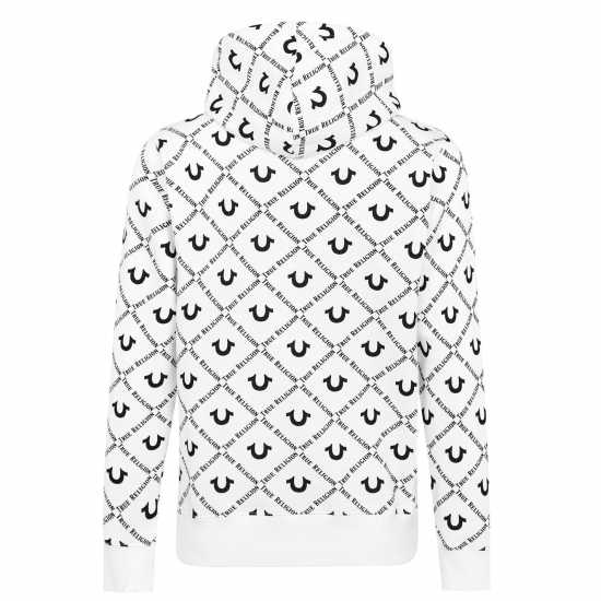 True Religion Allover Logo Hoodie Бяло/Черно 