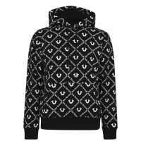 True Religion Allover Logo Hoodie Черно/Бяло 