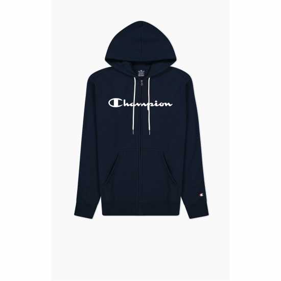 Champion Full Zip Logo Hoodie Mens Морска синьо Мъжки суитчъри и блузи с качулки