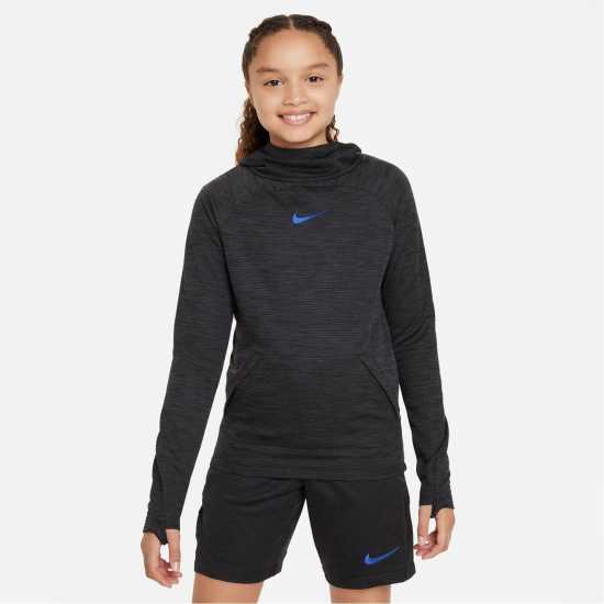 Nike Dri-FIT Academy Big Kids' Pullover Soccer Hoodie Черно/Кралско Детски суитчъри и блузи с качулки